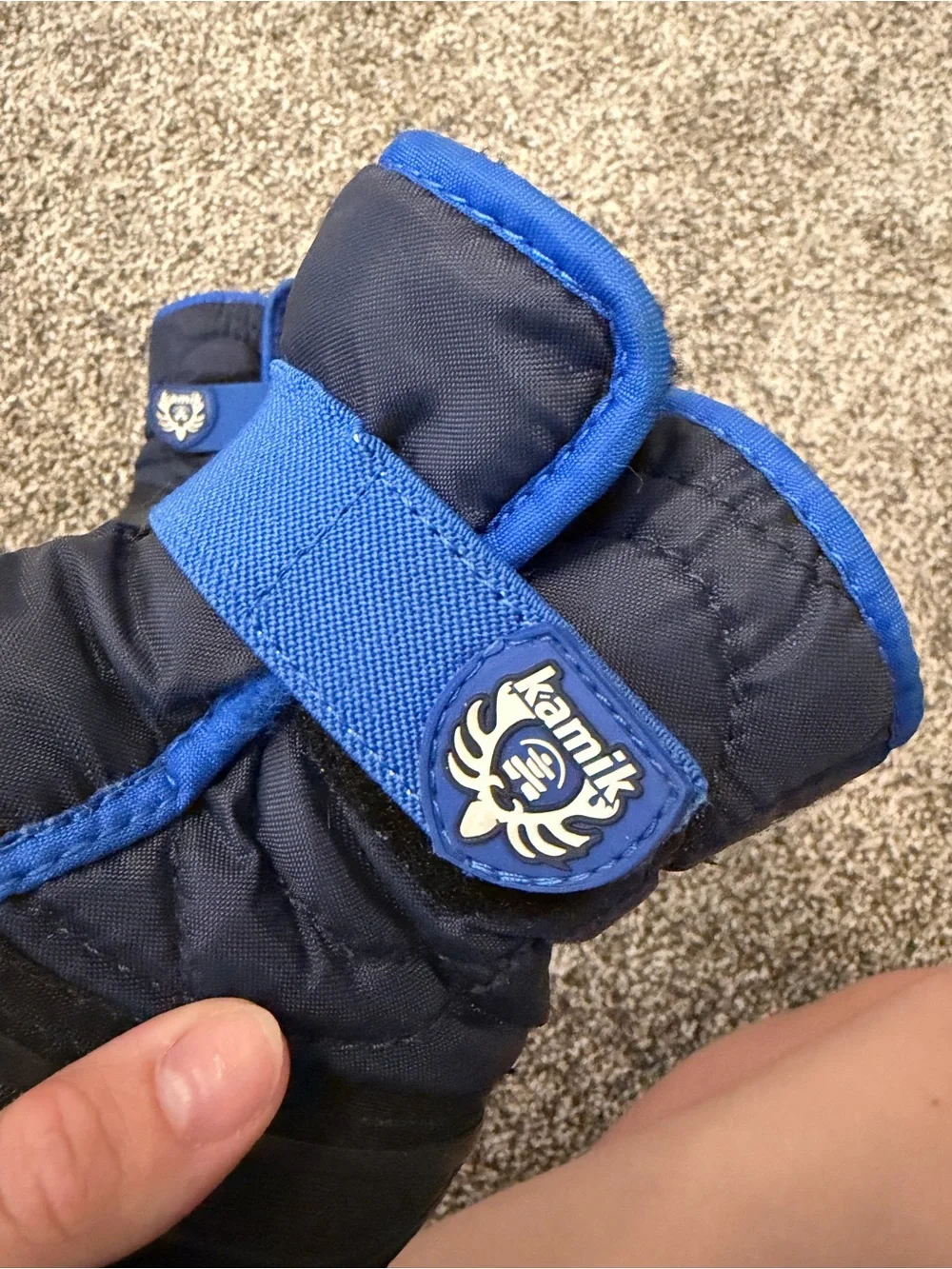 Kamik Kids Navy and Bright Blue Winter Boots with Strap